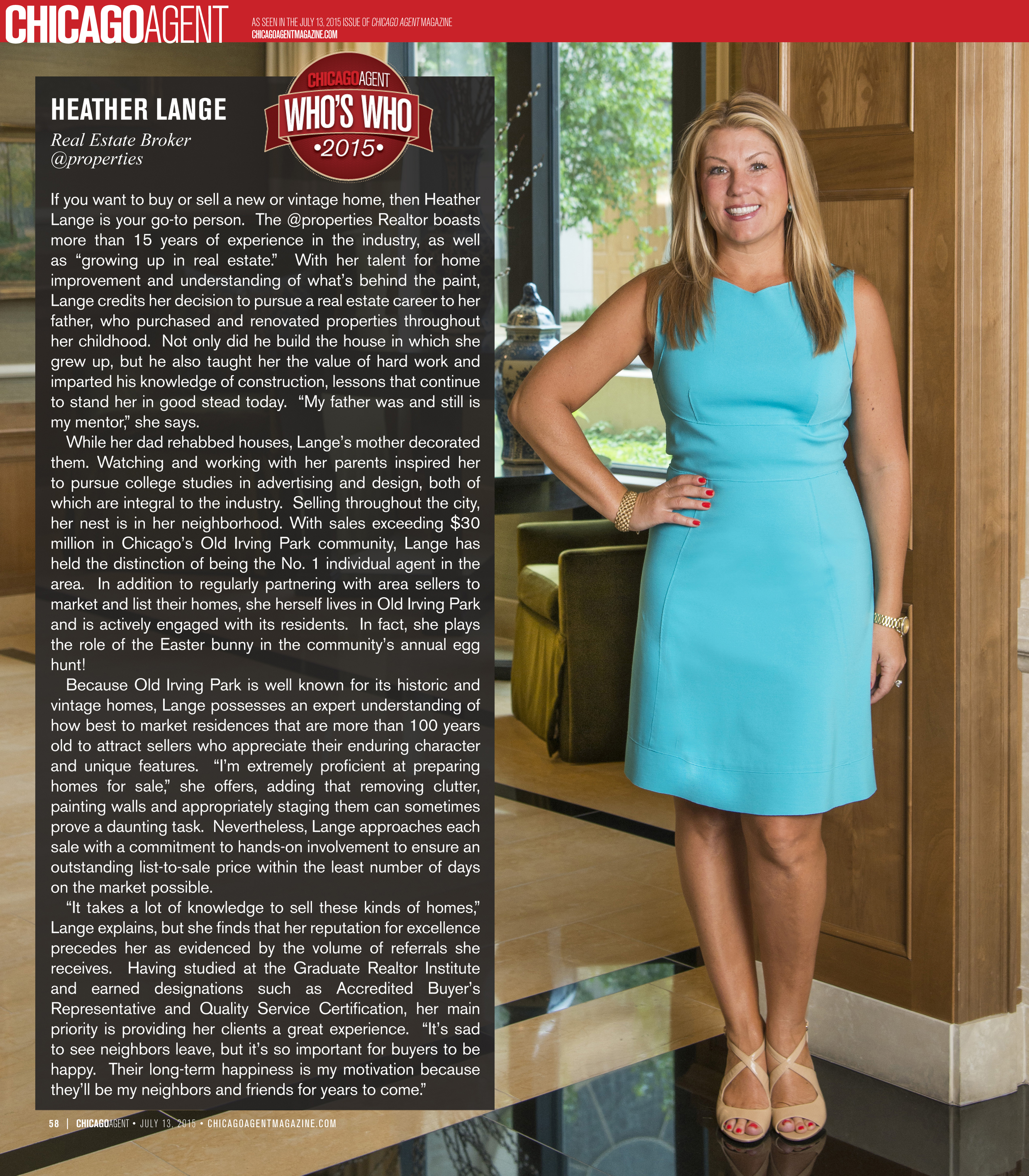 About Me Heather Lange East Lincoln Park Real Estate Agent