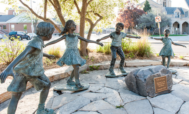 Deerfield - Statue of Children in Jewett Park