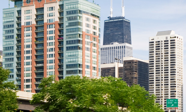 Streeterville - View of John Hancock Center Across Downtown Chicago