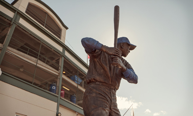 Wrigleyville - Ernie Banks Statue Outside Wrigley Field
